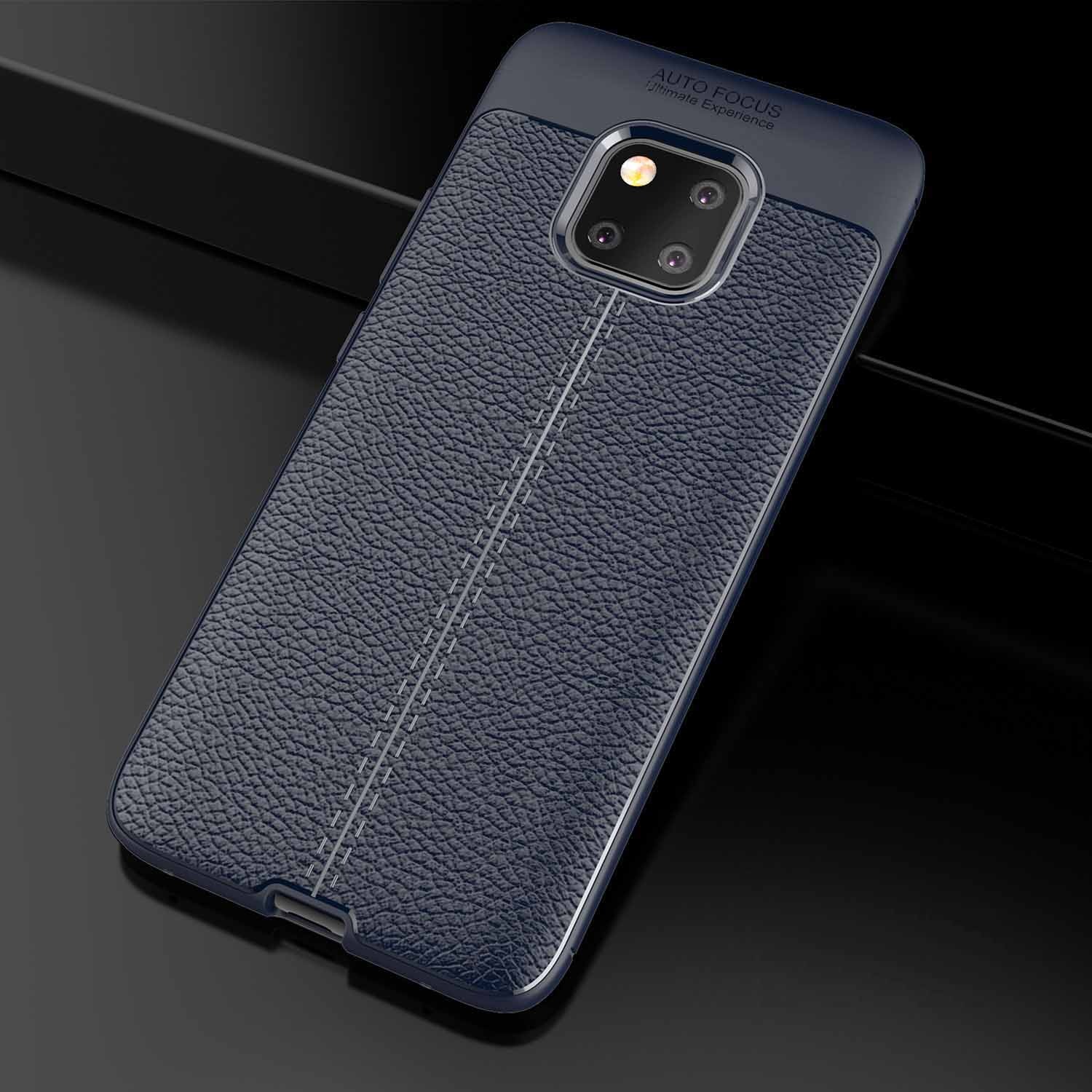 Litchi Textura TPU Back Case Para Huawei Mate 20 Pro - Preto