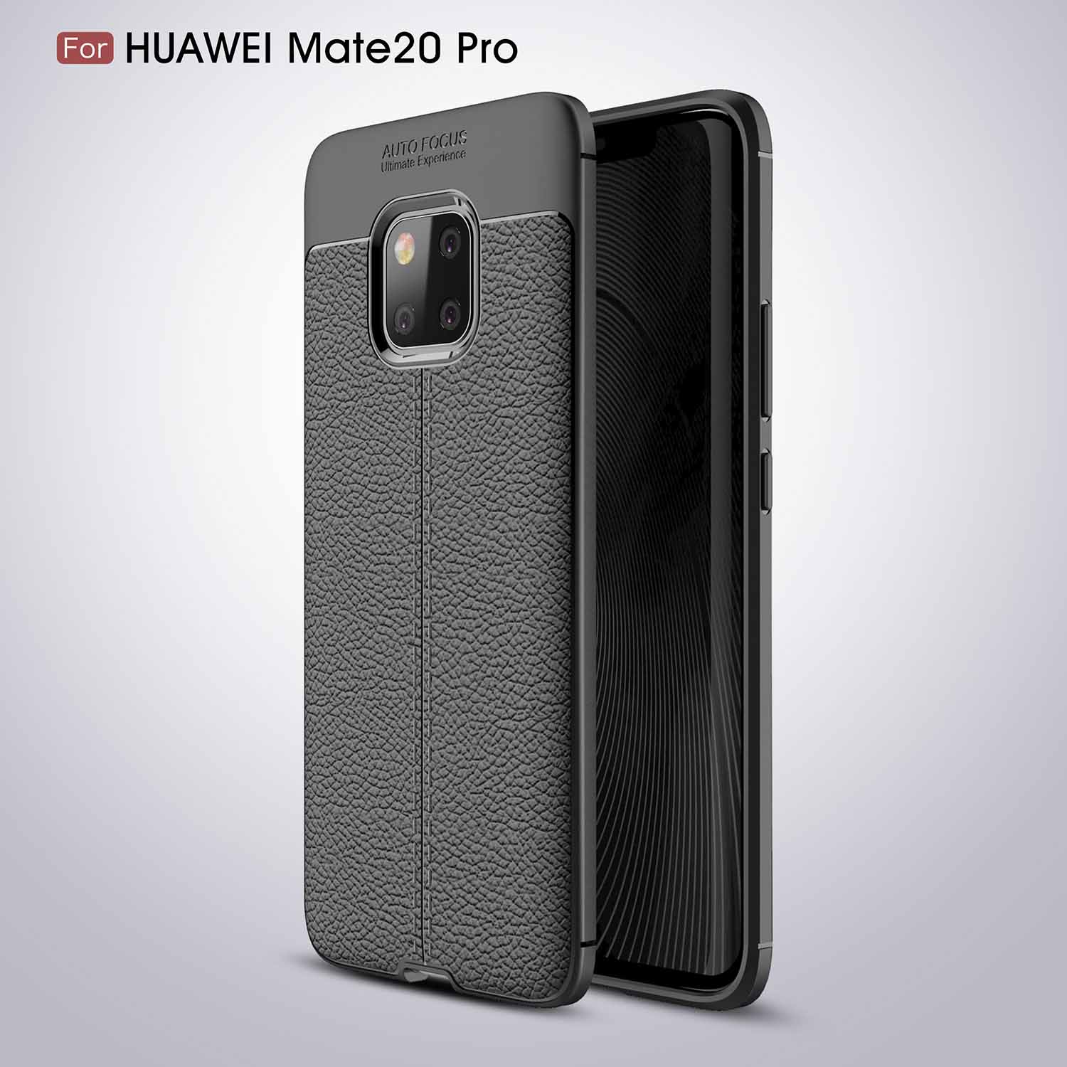 Litchi Textura TPU Back Case Para Huawei Mate 20 Pro - Preto