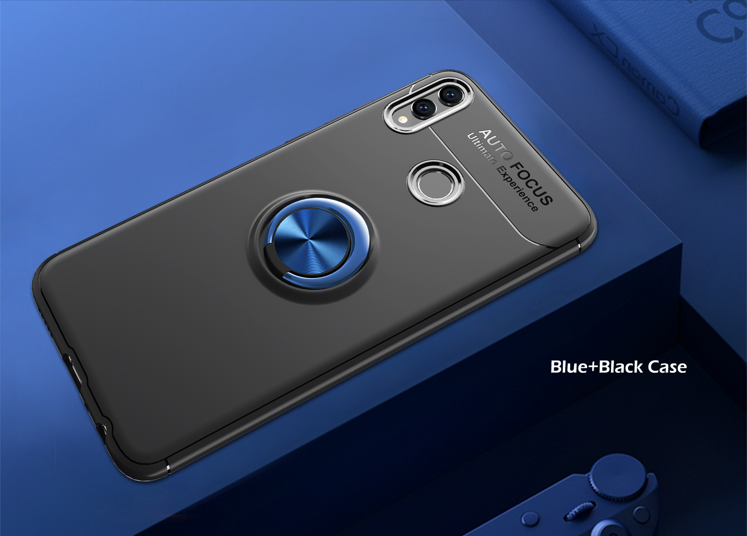 Copertina Mobile TPU Per Kickstand Del Dito Del Dito Lenuo Per Huawei Honor 8x / Honor View 10 Lite (tela Metallica Del Supporto Magnetico Incorporato) - Tutto Nero