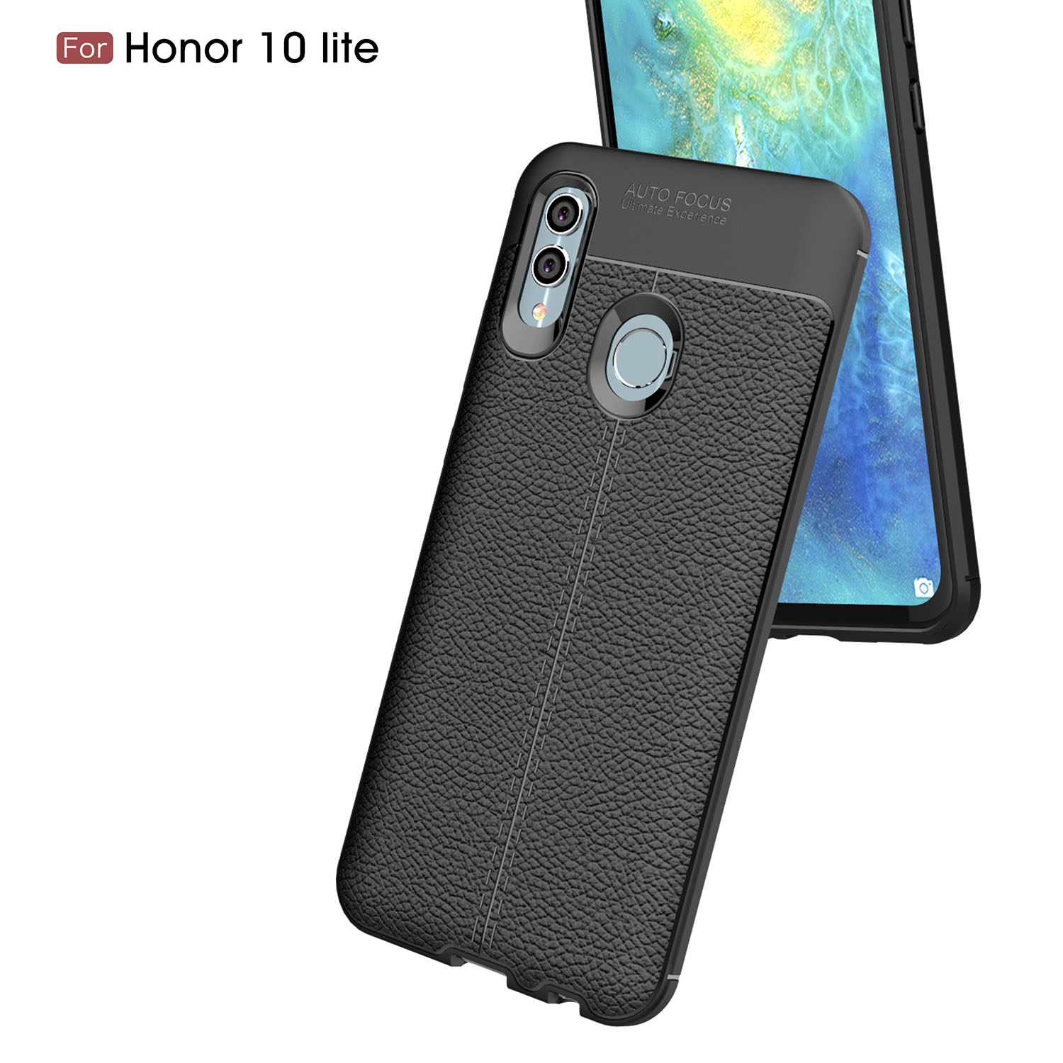 Litchi Textur TPU -fall Für Huawei Honor 10 Lite / P Smart (2019) - Schwarz