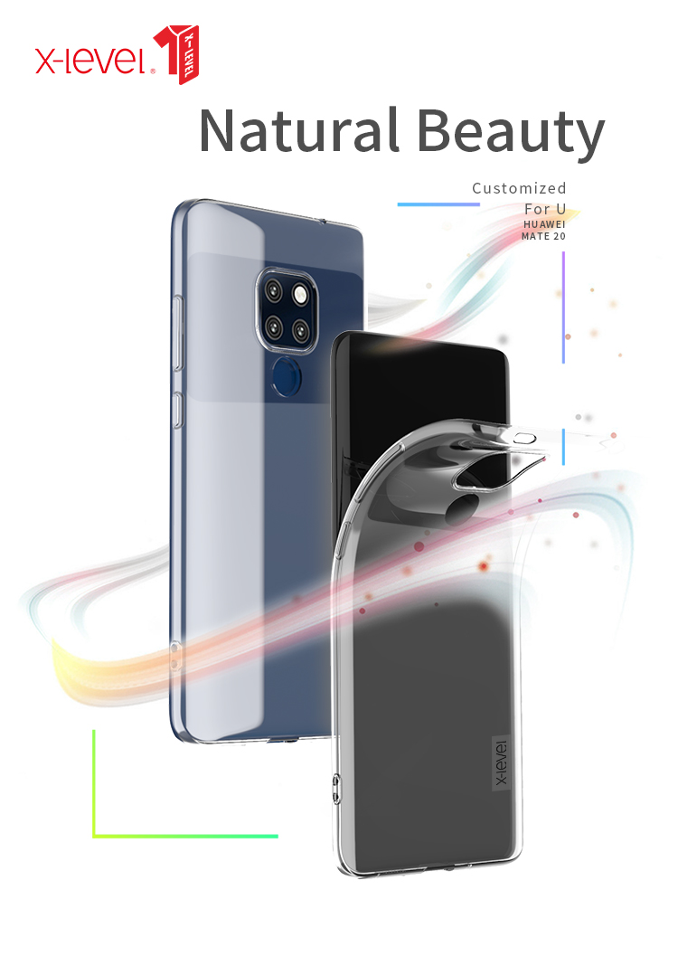 Case de Gel TPU Anti-skid Clear de Niveau x Pour Huawei Mate 20