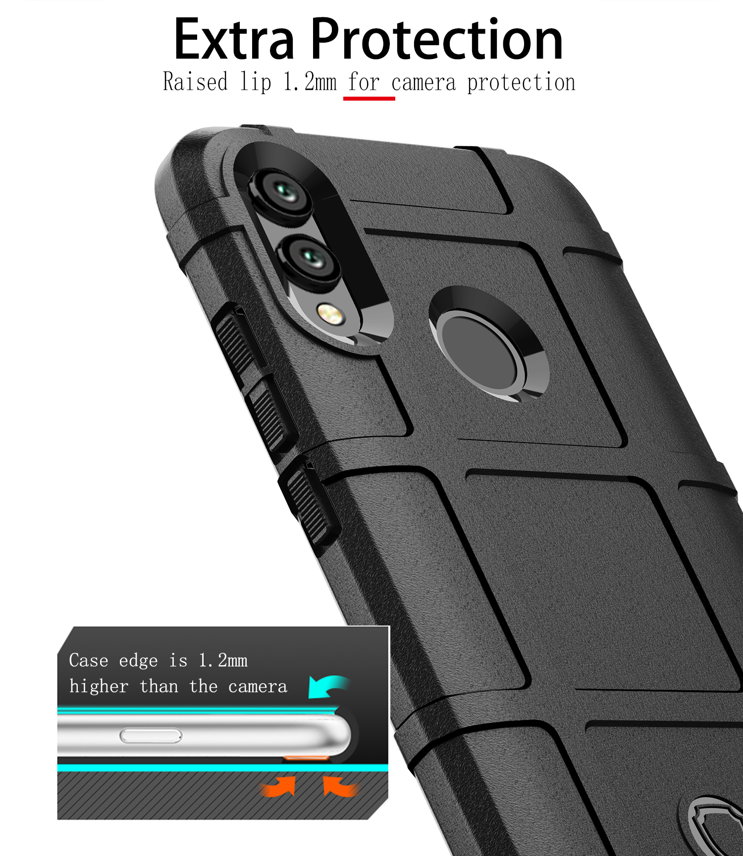 Textura De Cuadrícula Cuadrada Anti-shock Soft TPU TPU Carcasa De Teléfono Celular Para Huawei Honor 10 Lite / P SMART (2019) - Ejercito Verde