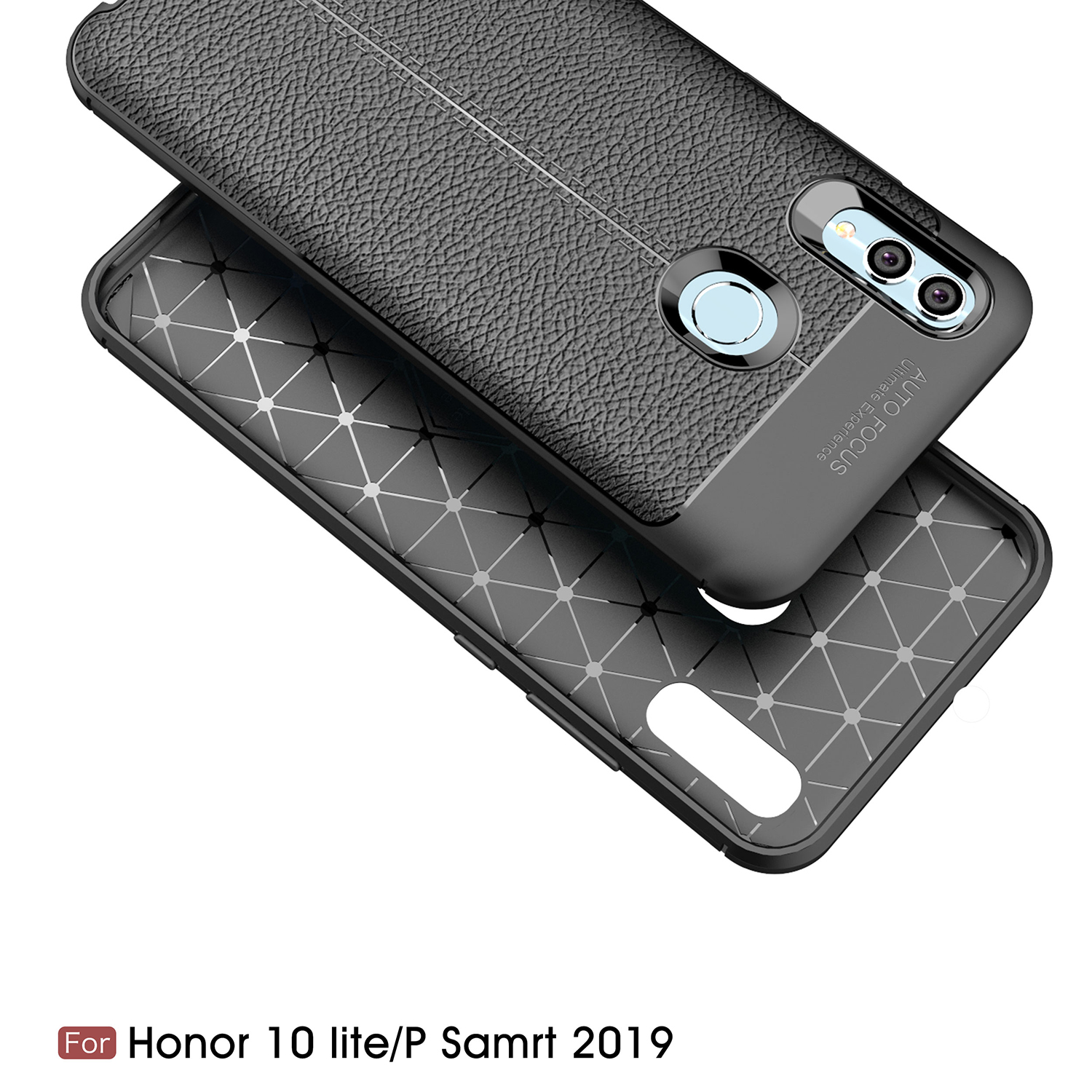 Litchi Texture Soft TPU Celular Capa Para Huawei P Smart (2019) / Honra 10 Lite - Preto