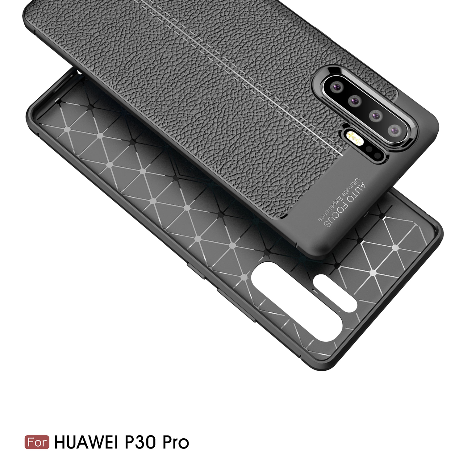 Litchi Texture TPU Case Para Huawei P30 Pro - Preto