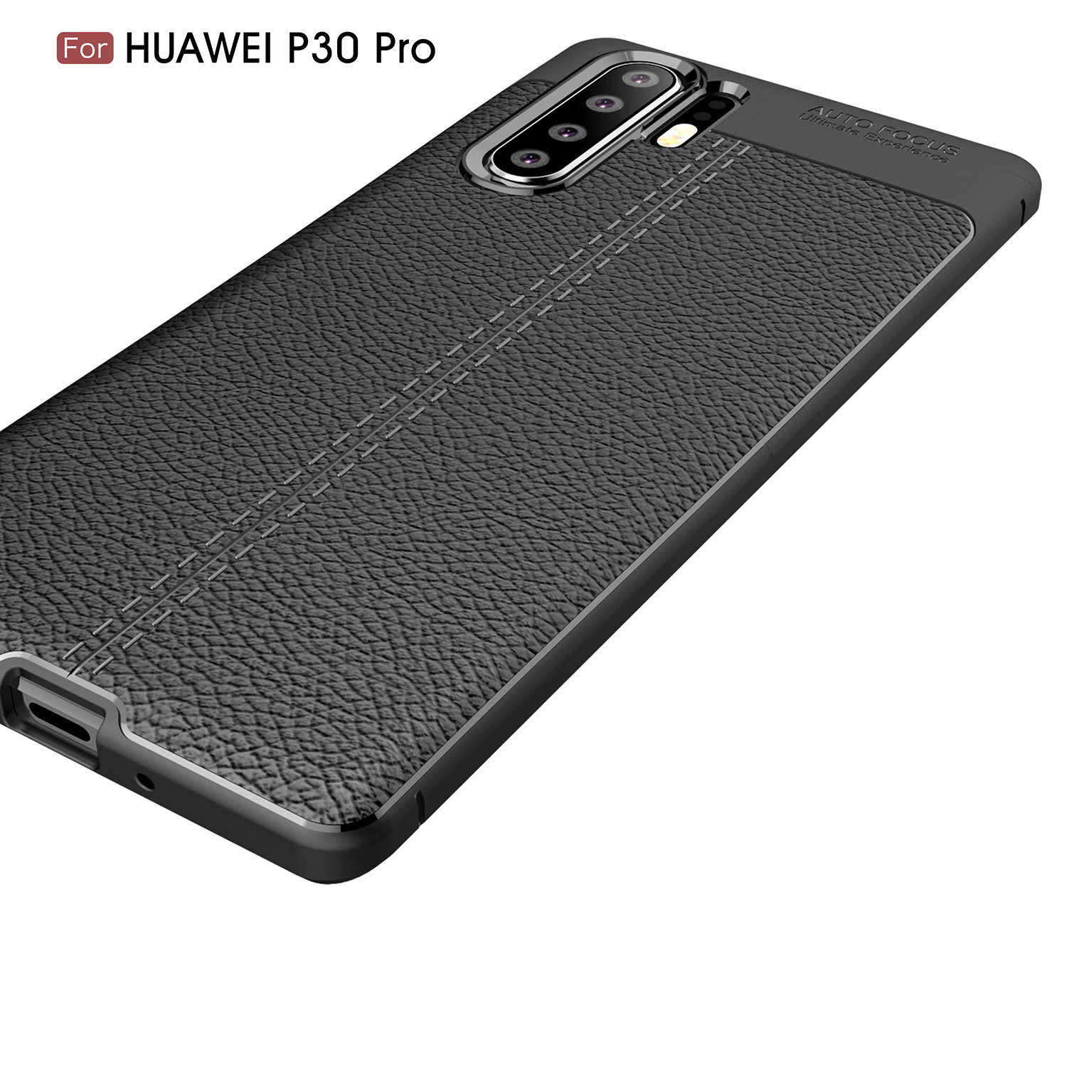 Litchi Texture TPU Case Para Huawei P30 Pro - Preto