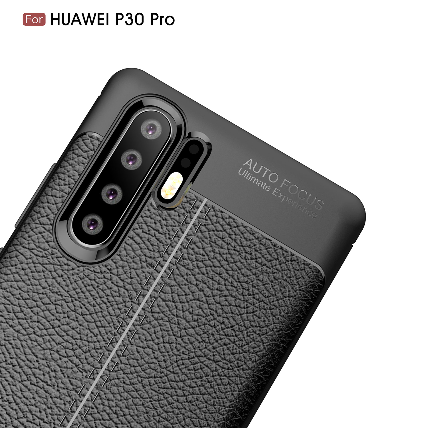 Case TPU di Texture Litchi Per Huawei P30 Pro - Nero