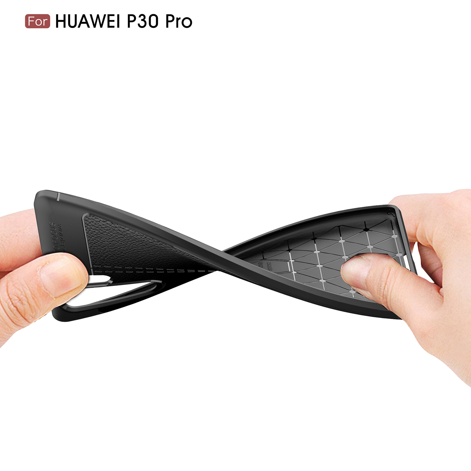 Litchi Textur TPU -fall Für Huawei P30 Pro - Schwarz