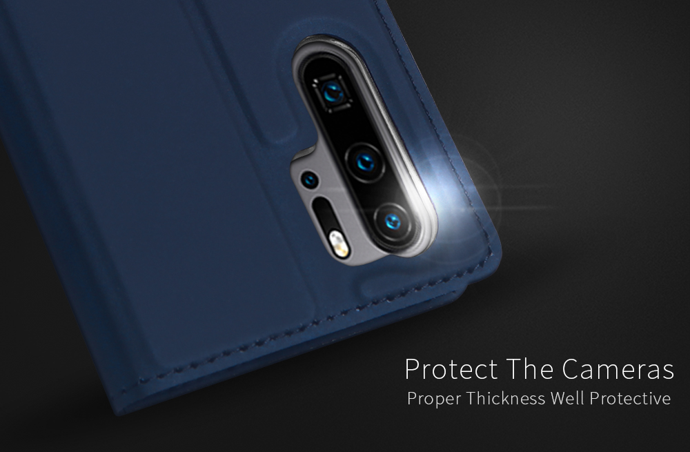 Dux Ducis Skin Pro -serie PU Leder Flip Case Einzelkartenhalter Design Telefonabdeckung Für Huawei P30 Pro - Schwarz