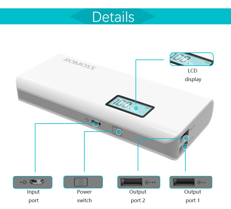 ROMOSS Sense 4 Plus 10400mAh LCD Display Power Bank for iPhone Samsung Pokemon Game-5