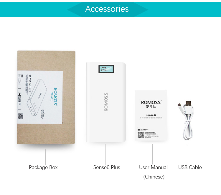 ROMOSS Sense 6 Plus 20000mAh 2.1A LCD Display Power Bank for iPhone Samsung Pokemon Game-6