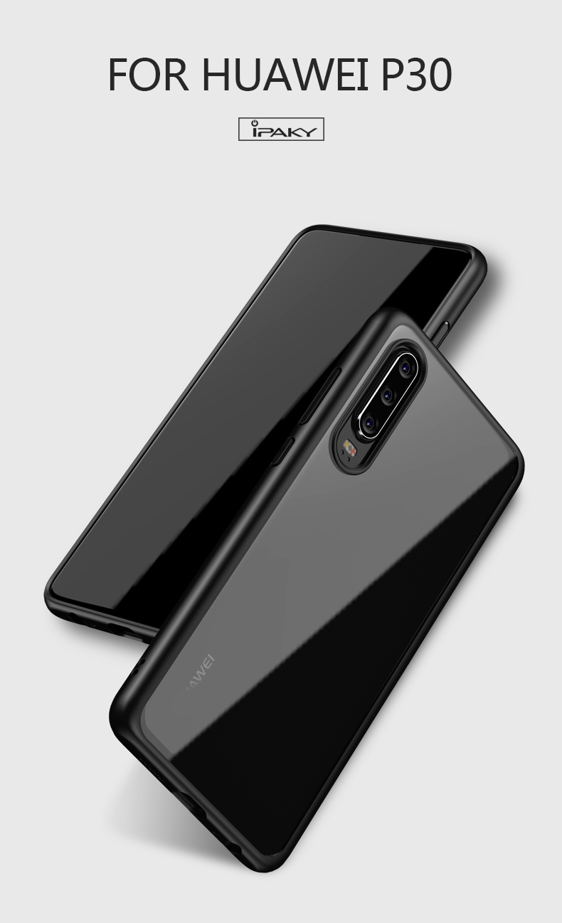 IPAKY Clear PC Back + TPU Edges Combo Protective Case for Huawei P30 - Black-1