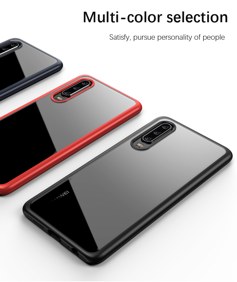 IPAKY Clear PC Back + TPU Edges Combo Protective Case for Huawei P30 - Black-2