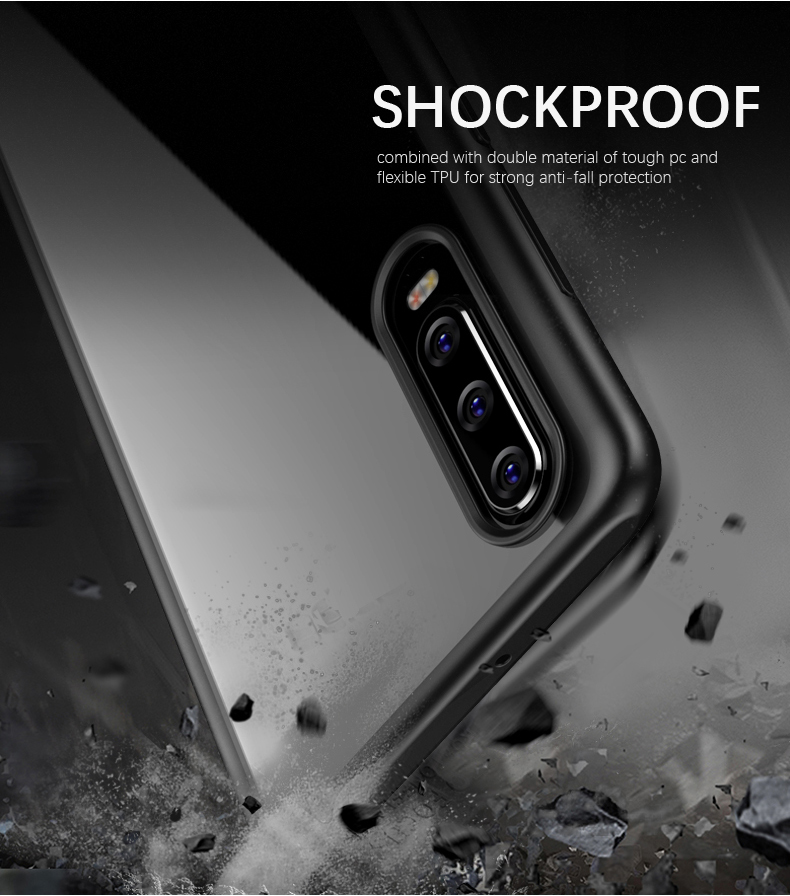 IPAKY Clear PC Back + TPU Edges Combo Protective Case for Huawei P30 - Black-5