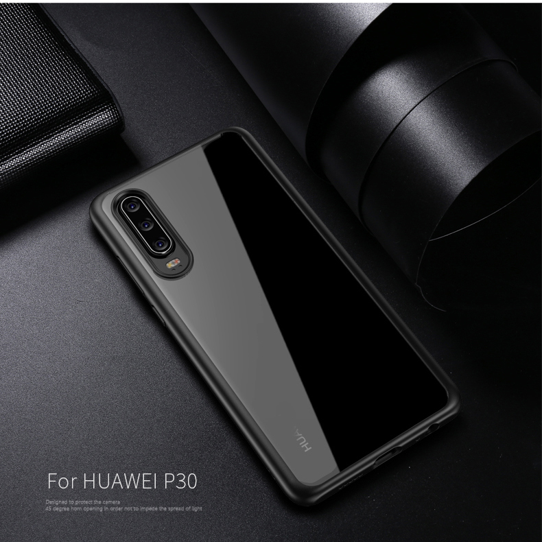 IPAKY Clear PC Back + TPU Edges Combo Protective Case for Huawei P30 - Black-7
