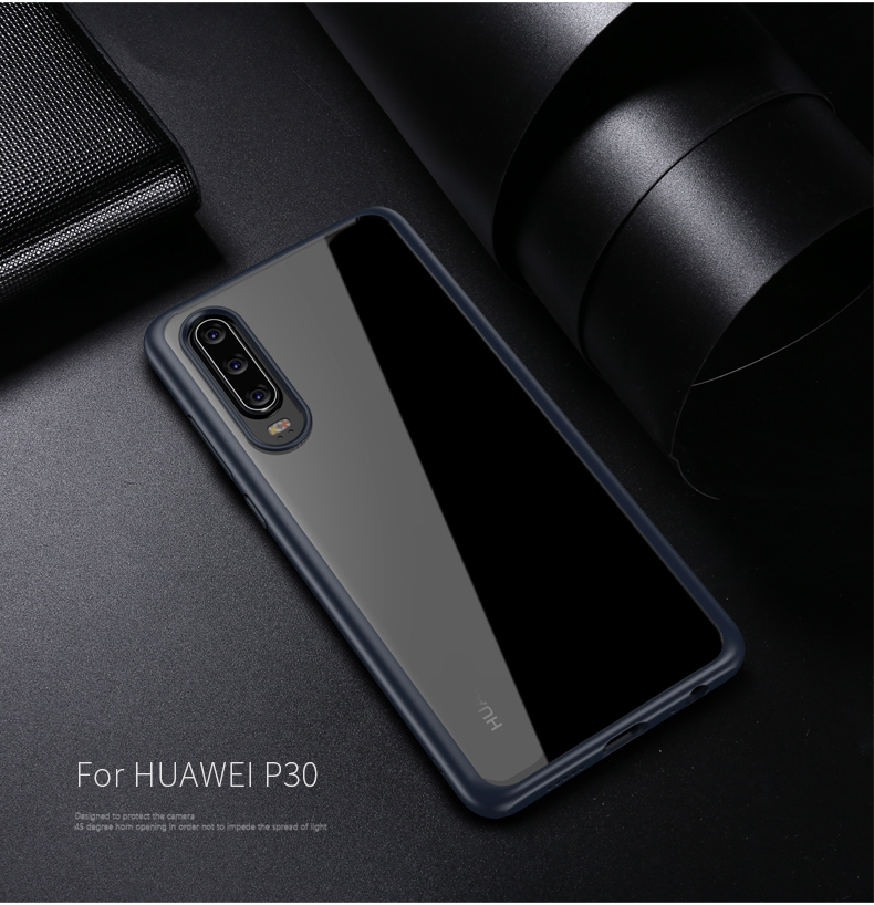 IPAKY Clear PC Back + TPU Edges Combo Protective Case for Huawei P30 - Black-9