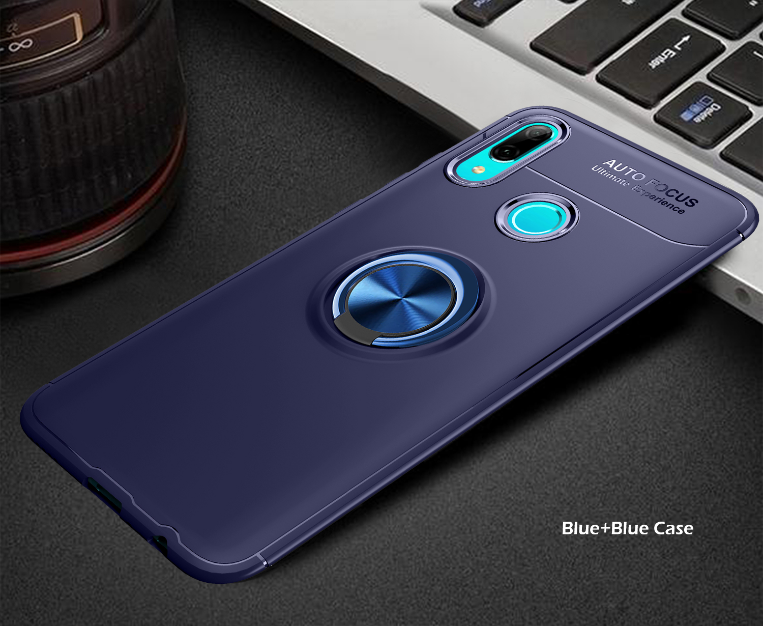 Metallfinger Ring Kickstand TPU Mobile Case Für Huawei Honor 10 Lite / P Smart (2019) - Alles Schwarz