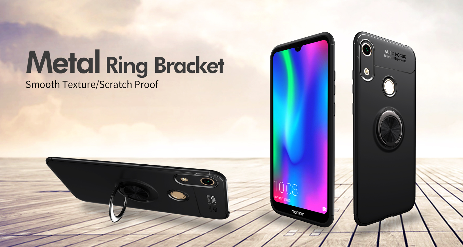 Metallfinger Ring Kickstand TPU -telefonabdeckung Für Huawei Honor 8a - Rot