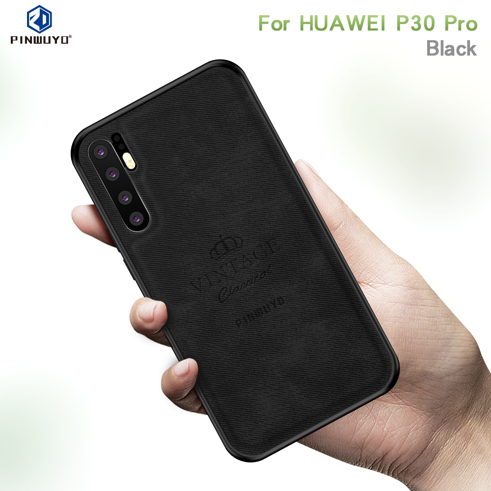 Pinwuyo Honorable Series PC + TPU + Cubierta de Teléfono Móvil Híbrido de Cuero Para Huawei P30 Pro - Gris