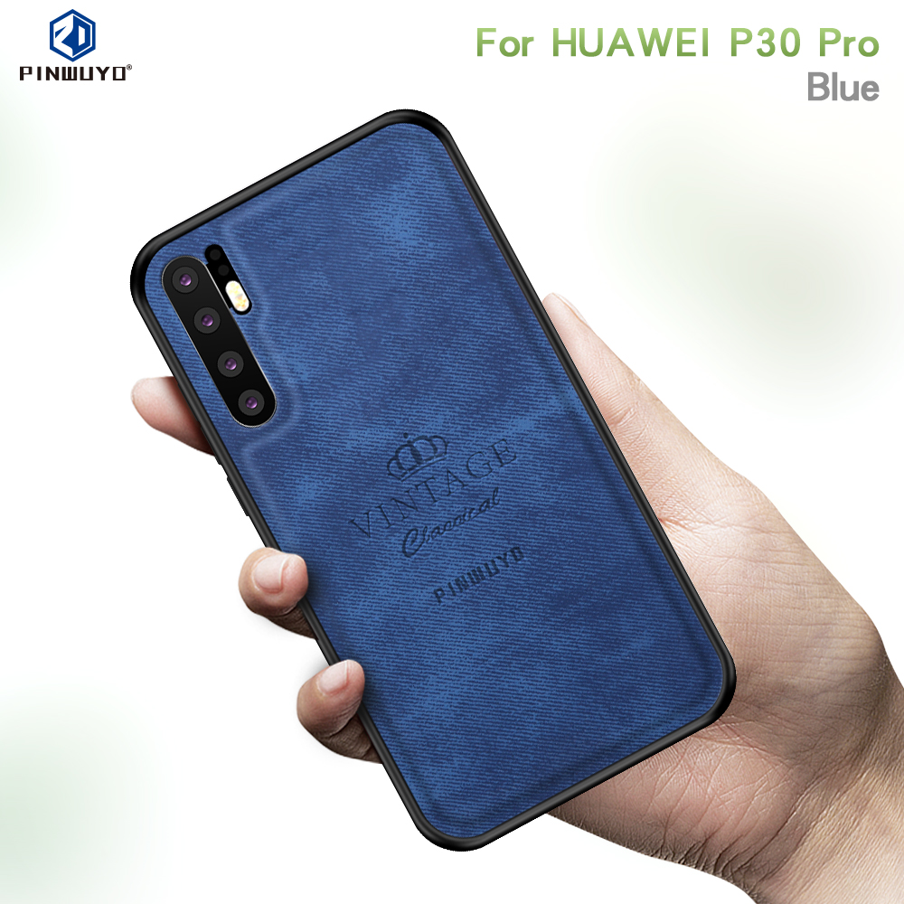 Pinwuyo Honorable Series PC + TPU + Cubierta de Teléfono Móvil Híbrido de Cuero Para Huawei P30 Pro - Gris