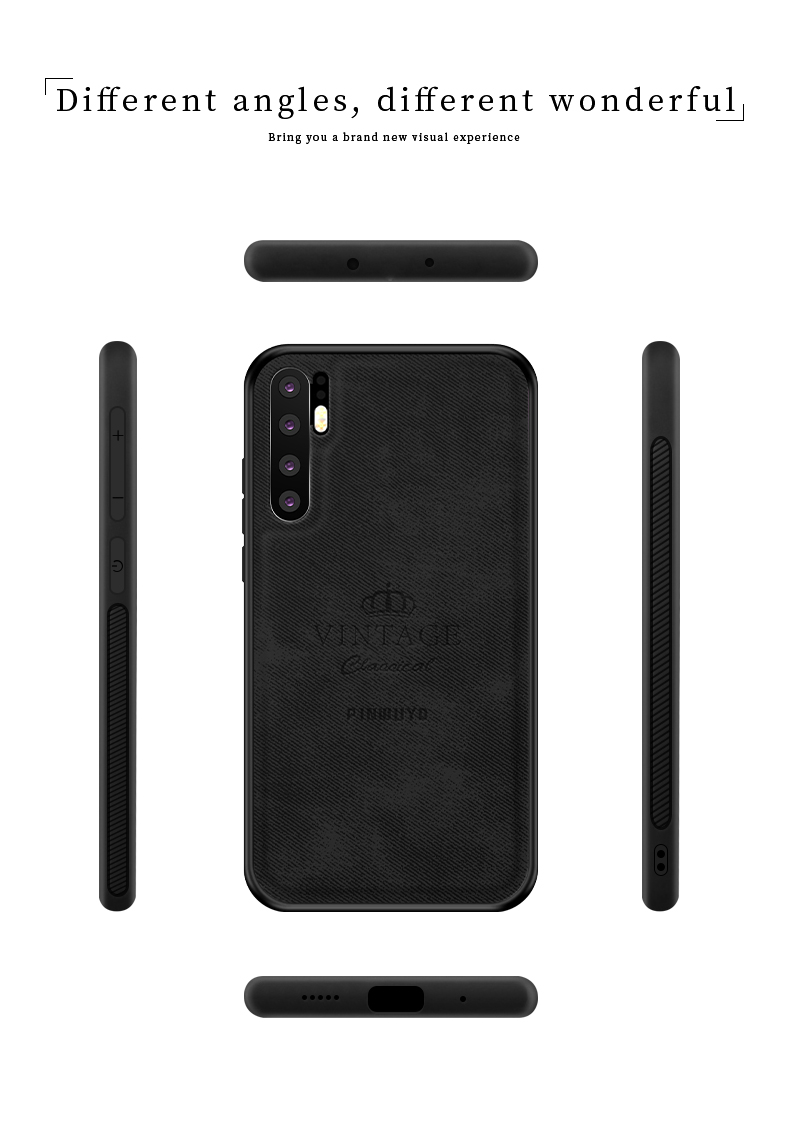 Pinwuyo Honorable Series PC + TPU + Cubierta de Teléfono Móvil Híbrido de Cuero Para Huawei P30 Pro - Gris