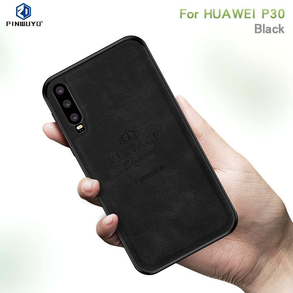 Pinwuyo Honourable Series PC + TPU + Leder Combo Shell Für Huawei P30 - Grau