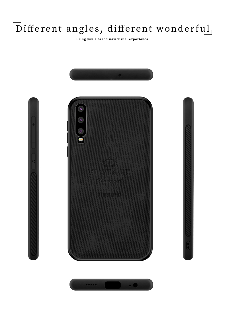 Pinwuyo Delocal Series PC + TPU + Кожаная Комбинированная Оболочка Для Huawei P30 - Серый