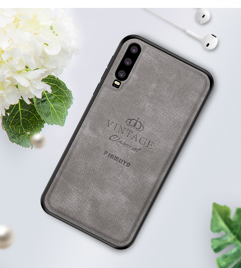 Pinwuyo Honorable Series PC + TPU + Shell de Couro Para Huawei P30 - Cinza