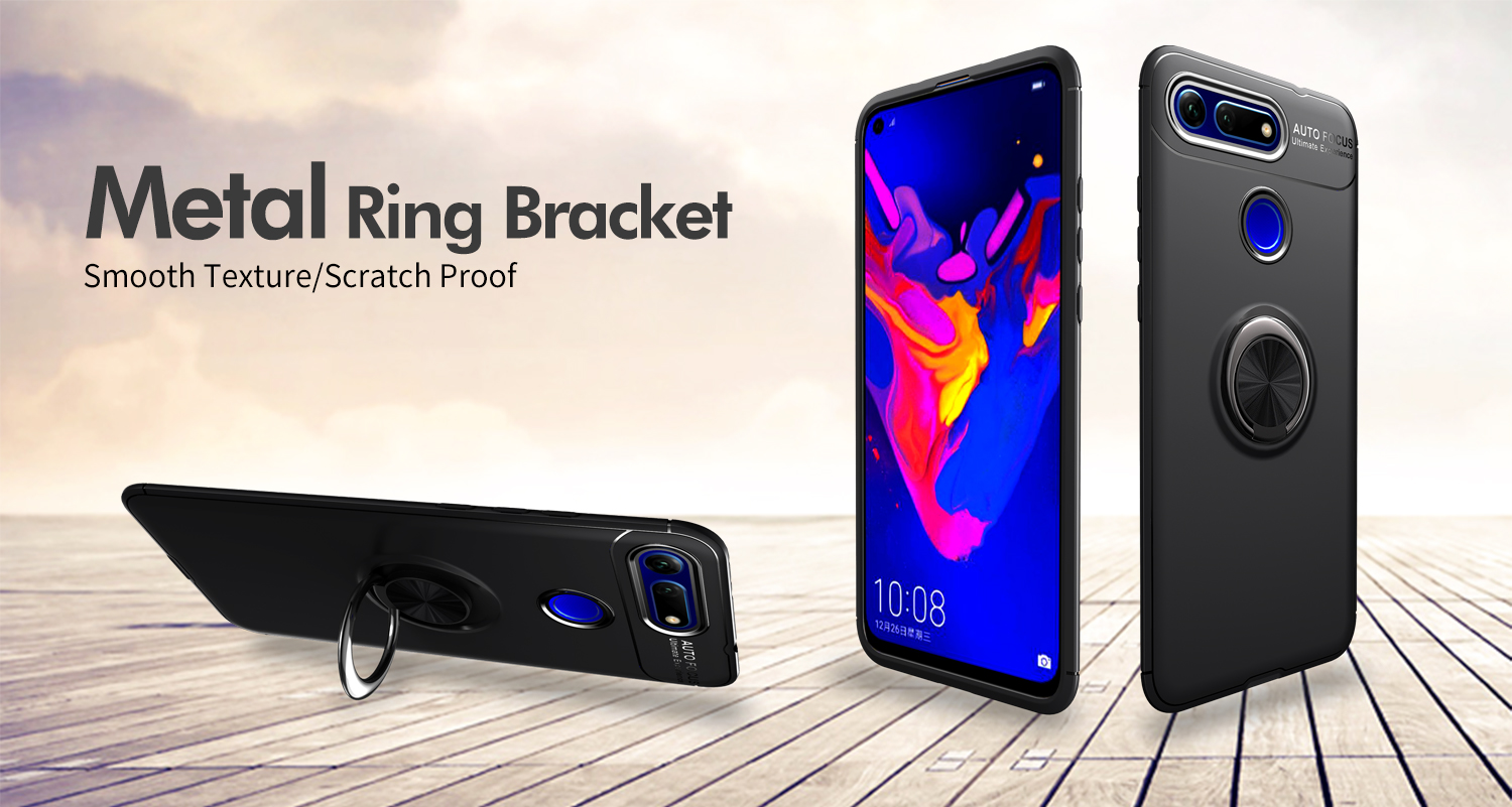 Fingerring Kickstand Tpu-schutzhülle (eingebaute Magnetmalletheet) Für Huawei Honor Ansicht 20 / V20 - Schwarz / Blau