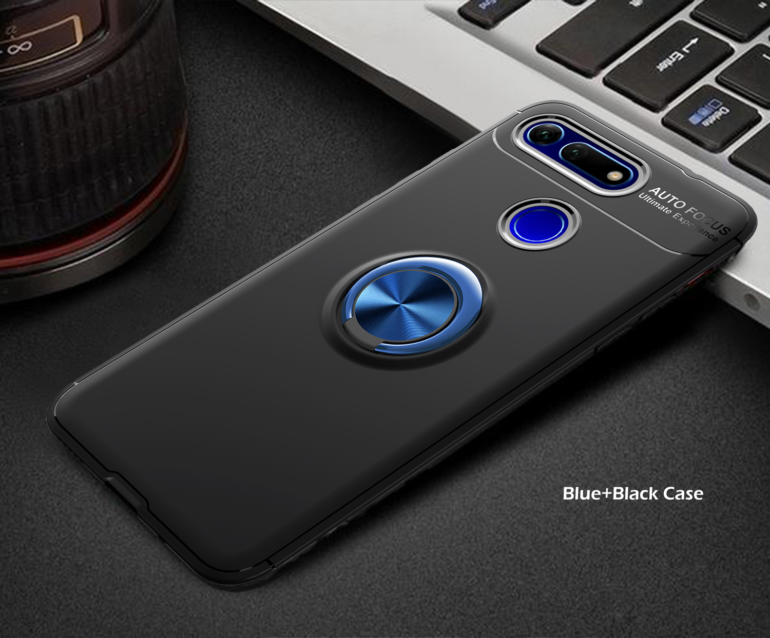 Fingerring Kickstand Tpu-schutzhülle (eingebaute Magnetmalletheet) Für Huawei Honor Ansicht 20 / V20 - Schwarz / Blau