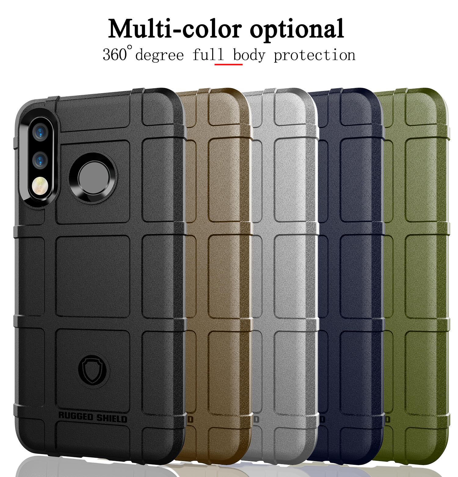 Texture a Griglia Quadrata Anti-shock Custodia TPU Per Huawei P30 Lite - Nero