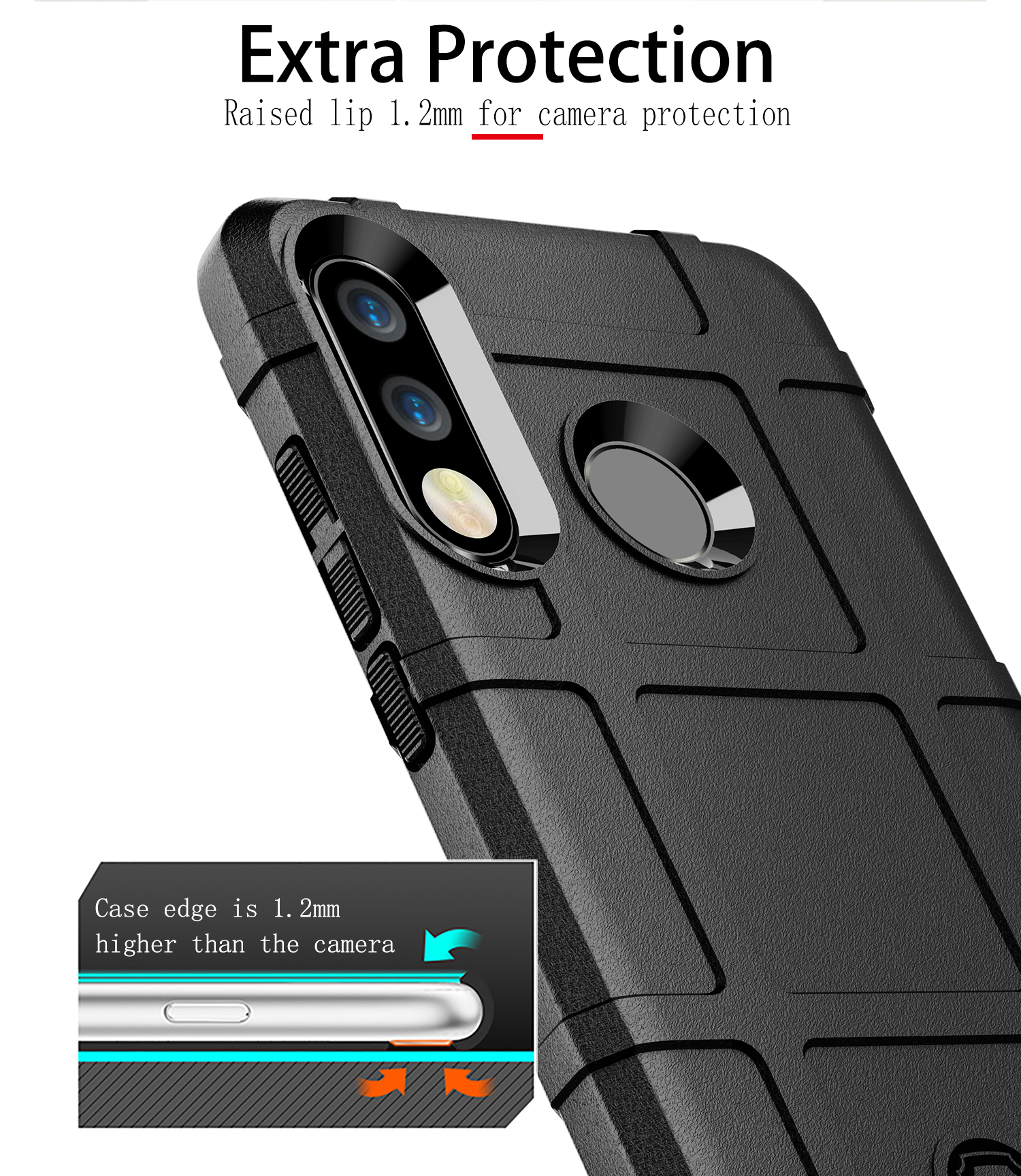 TPU de Textura de Cuadrícula Cuadrada Anti-shock Para Huawei P30 Lite - Negro