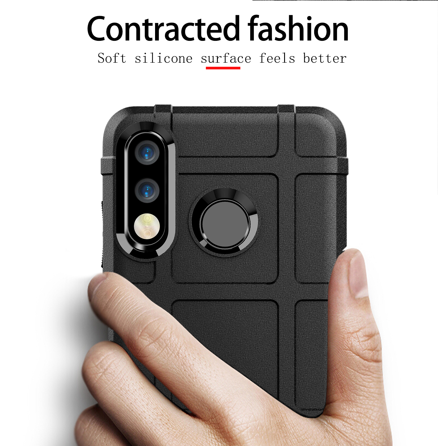 TPU de Textura de Cuadrícula Cuadrada Anti-shock Para Huawei P30 Lite - Negro