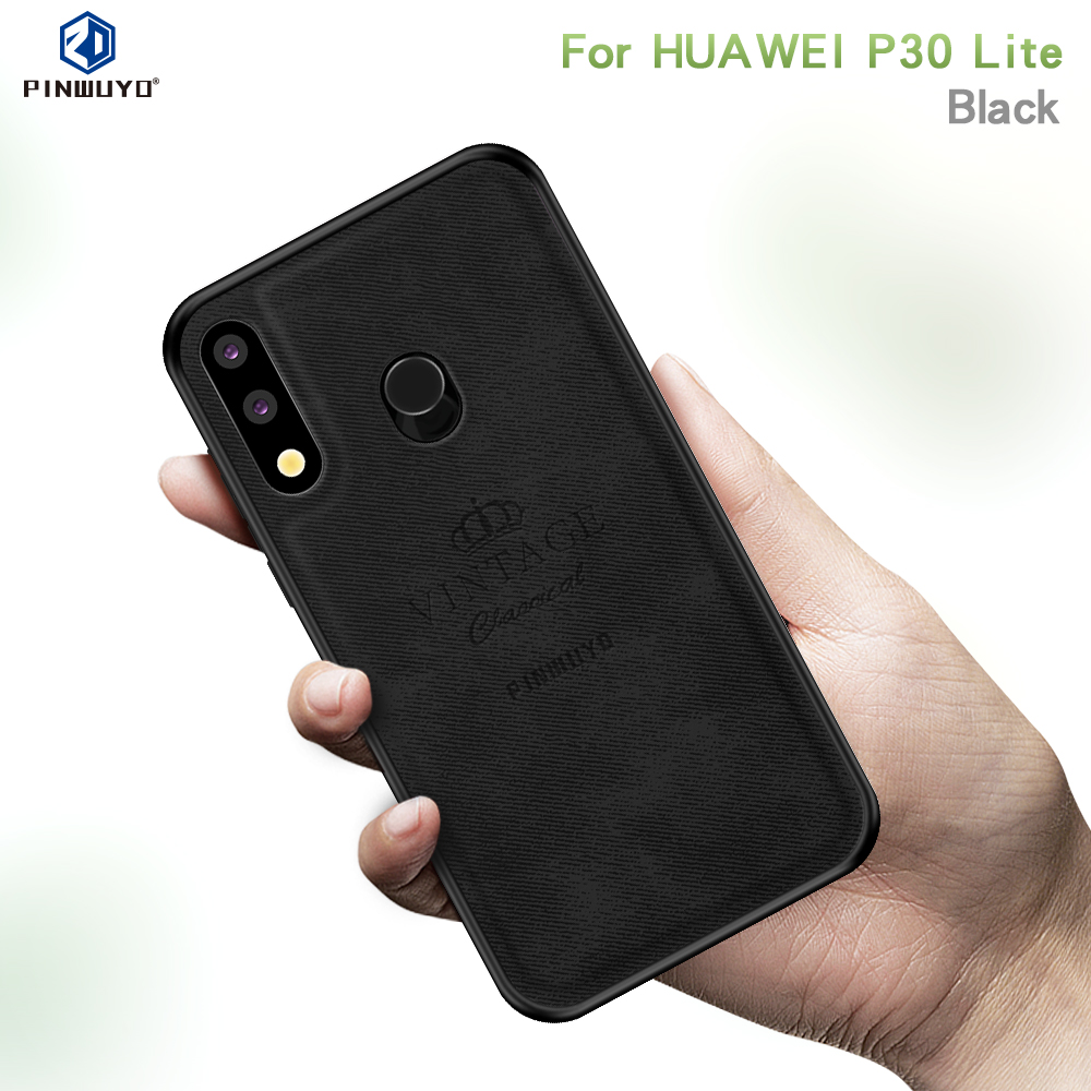 Pinwuyo Deloble Series PC + TPU + Кожаная Гибридная Чехла Для Huawei P30 Lite/nova 4e/P30 Lite New Edition - Черный