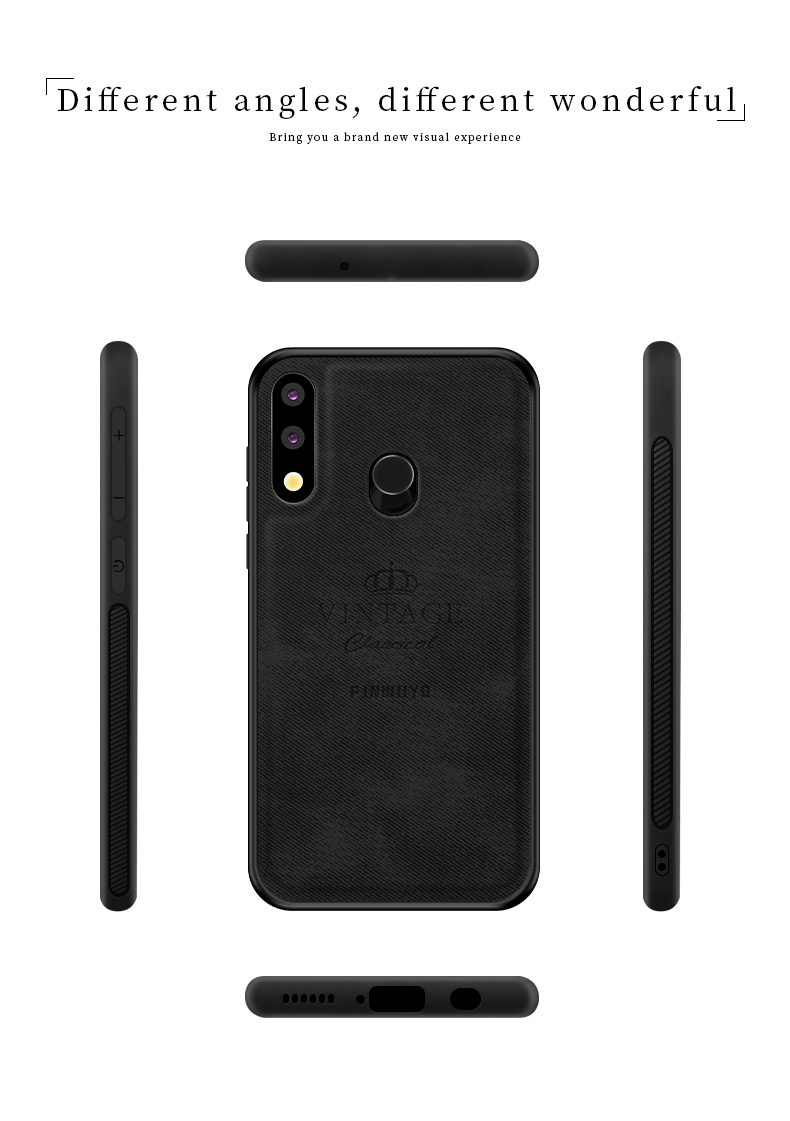 Pinwuyo Honorable Series PC + TPU + Caso de Capa Híbrida de Couro Para Huawei P30 Lite/nova 4e/p30 Lite New Edition - Preto