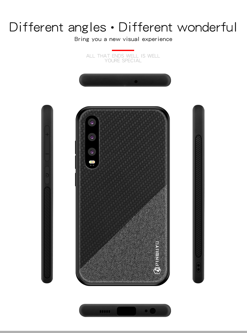 Pinwuyo Honor Series Copertura TPU Rivestita in Pelle PU Per Huawei P30 - Rosa