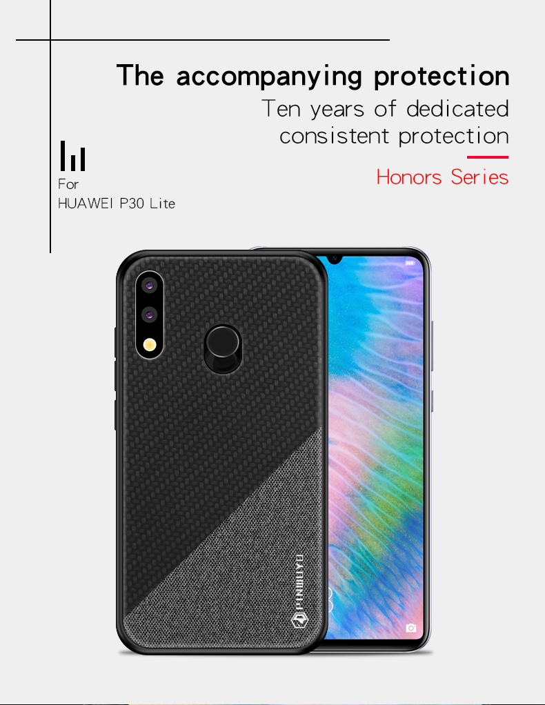 Pinwuyo Honor Series PU Cover de Tpu Revestido de Couro Para Huawei P30 Lite - Azul