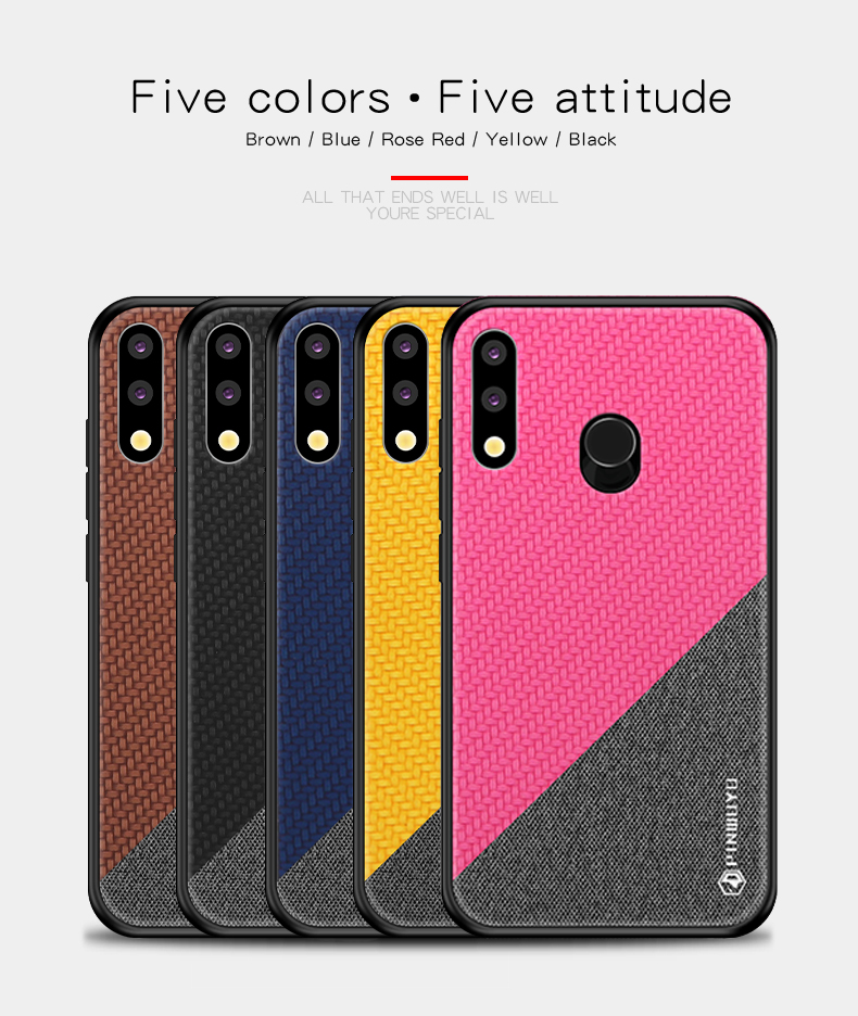 Pinwuyo Honor Series PU Cover de Tpu Revestido de Couro Para Huawei P30 Lite - Azul