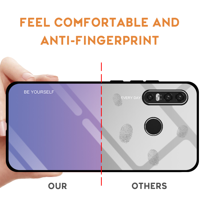 Cover Posteriore In Vetro Temperato Gradiente TPU + PC Per Huawei P30 Lite / Nova 4e. - Viola / Ciano