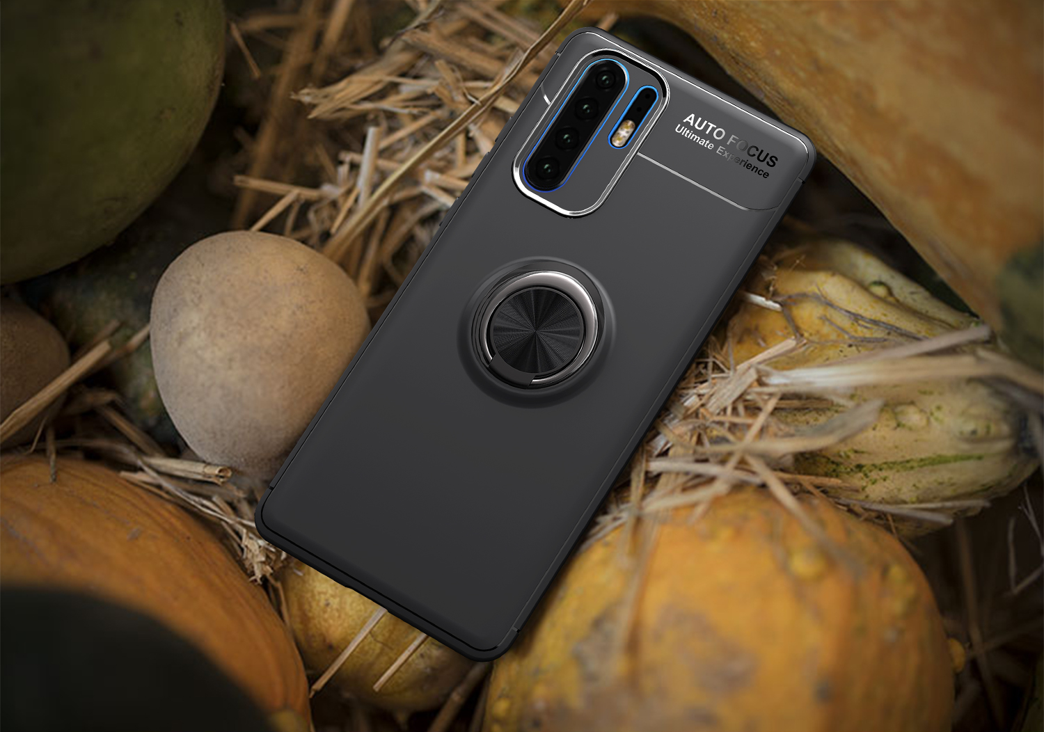 Case TPU de Kickstand Del Anillo de Metal Lenuo Para Huawei P30 Pro Incorporado - Negro / Azul