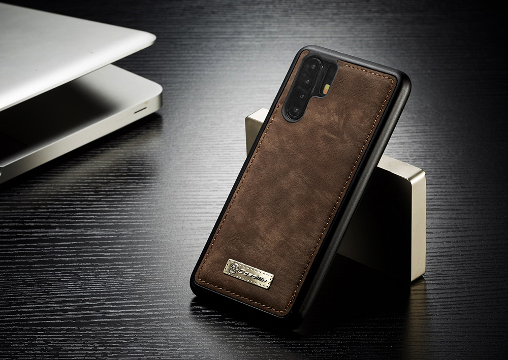 Série Caseme 008 Série Multifonctionnelle 2 en 1 Portefeuille à Fermeture Éclair en Cuir Divisé Pour Huawei P30 Pro - Gris