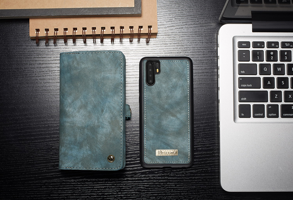 Caseme 008 Serie Multifunktional 2-in-1 Reißverschluss Brieftet Split Ledertasche Für Huawei P30 Pro - Grau