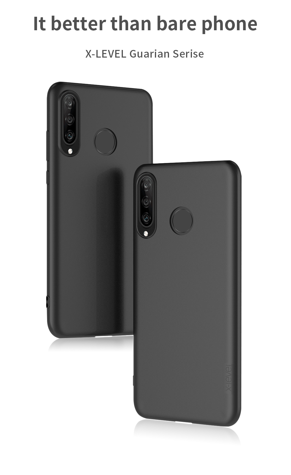 Cubierta de Teléfono TPU de TPU de la Serie X-level Guardian Para Huawei P30 Lite/nova 4e - Negro