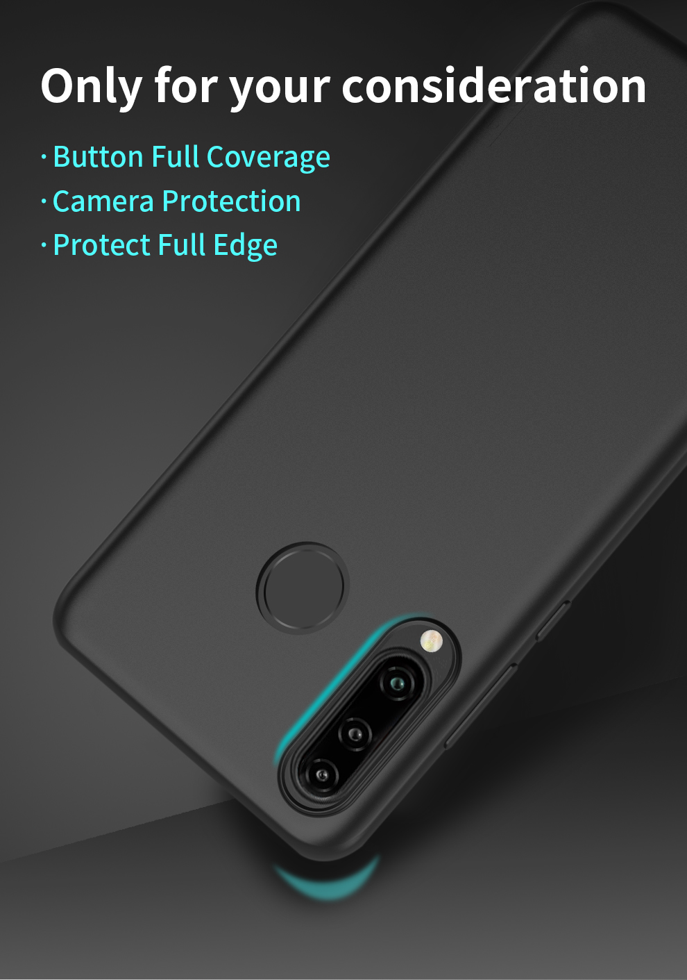 Serie di Guardian a Livello x Copertina Telefonica TPU Glassata Ultra-sottile Per Huawei P30 Lite/nova 4e - Nero