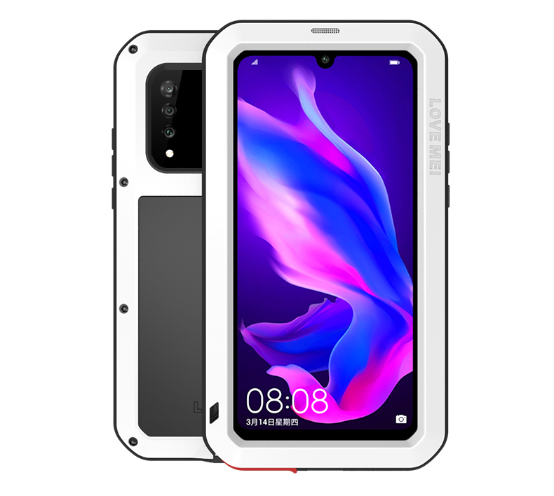 Love Mei Shockprouse Dropprosing Dust -presy Metal + Silicone + Reded Glass Case Для Huawei P30 Lite New Edition/P30 Lite/nova 4e - Черный