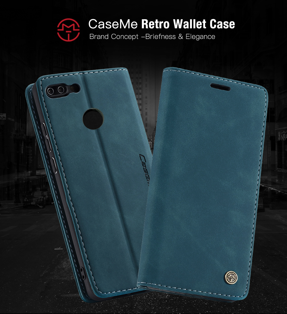 Serie Caseme 013 Custodia Per Portafogli in Pelle PU Auto-assorbed Per Huawei P Smart (2017) / Goditi 7s - Nero