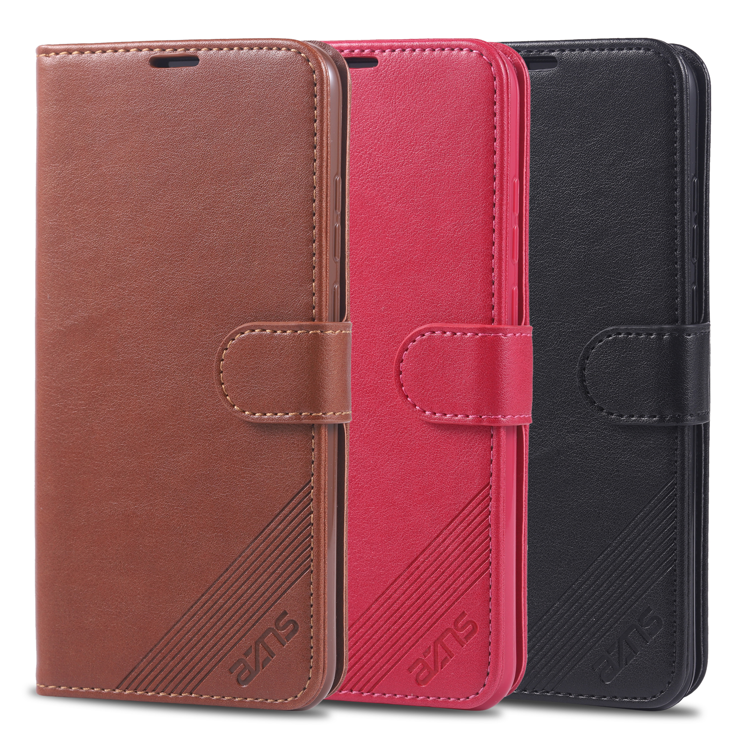 AZNS Leather Wallet Case for Huawei Y6 (2019, with Fingerprint Sensor) / Y6 Prime (2019) - Black-19