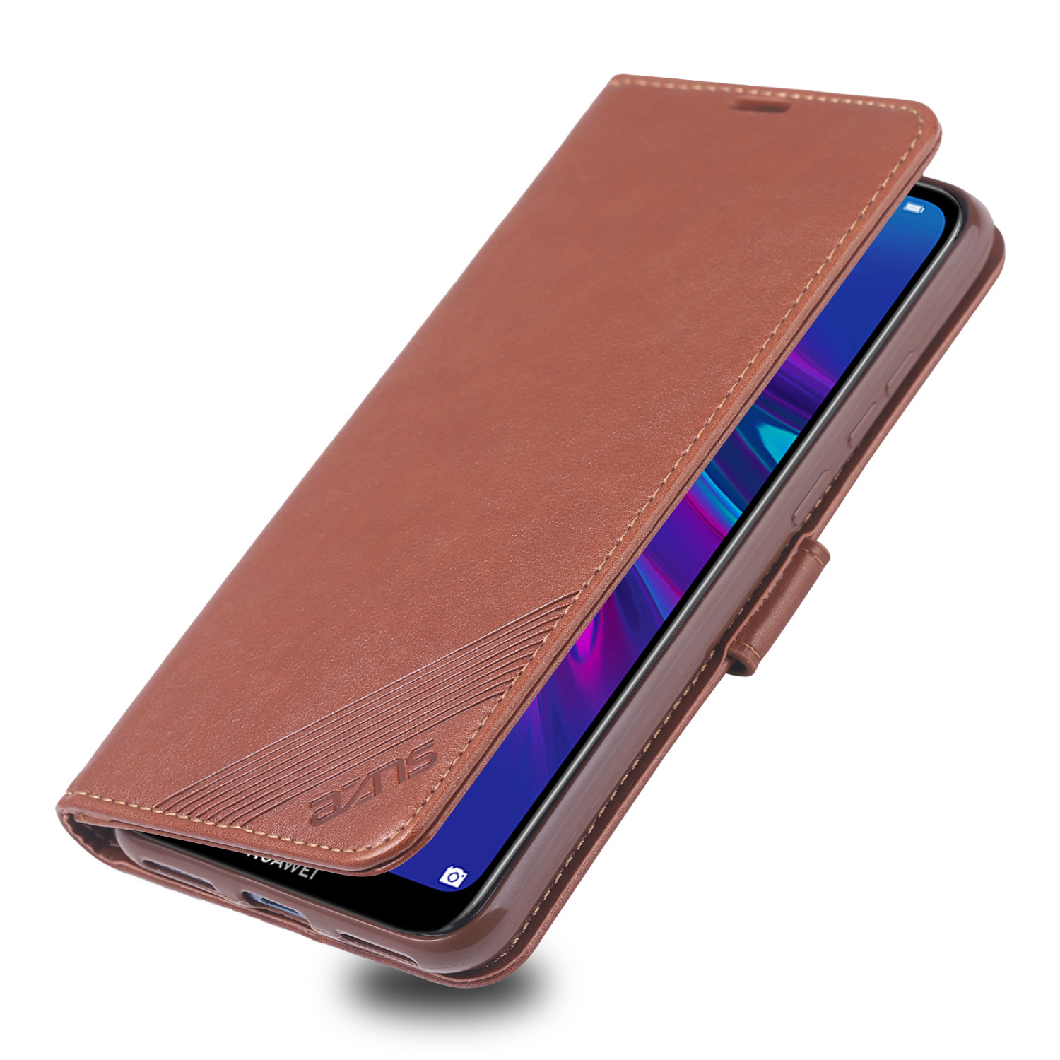 AZNS Leather Wallet Case for Huawei Y6 (2019, with Fingerprint Sensor) / Y6 Prime (2019) - Black-13