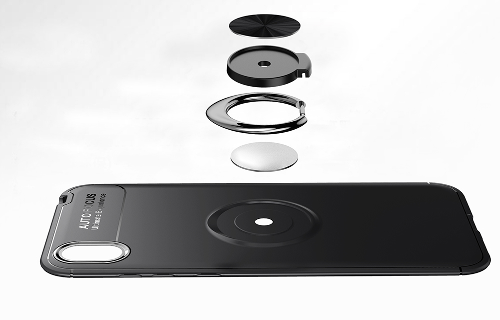 Fingerring Kickstand Tpu-hülle (eingebauter Magnetmetallblech) Für Huawei Y5 (2019) / Ehre 8s - Schwarz / Roségold