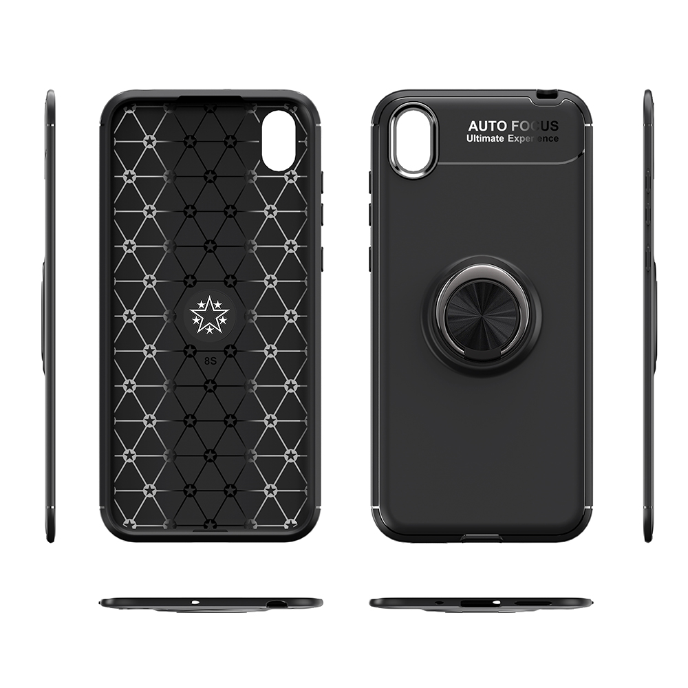 Case TPU di Kickstand Ring di Finger (tela in Metallo Magnetico Incorporato) Per Huawei Y5 (2019) / Onore 8s - Nero / Oro Rosa