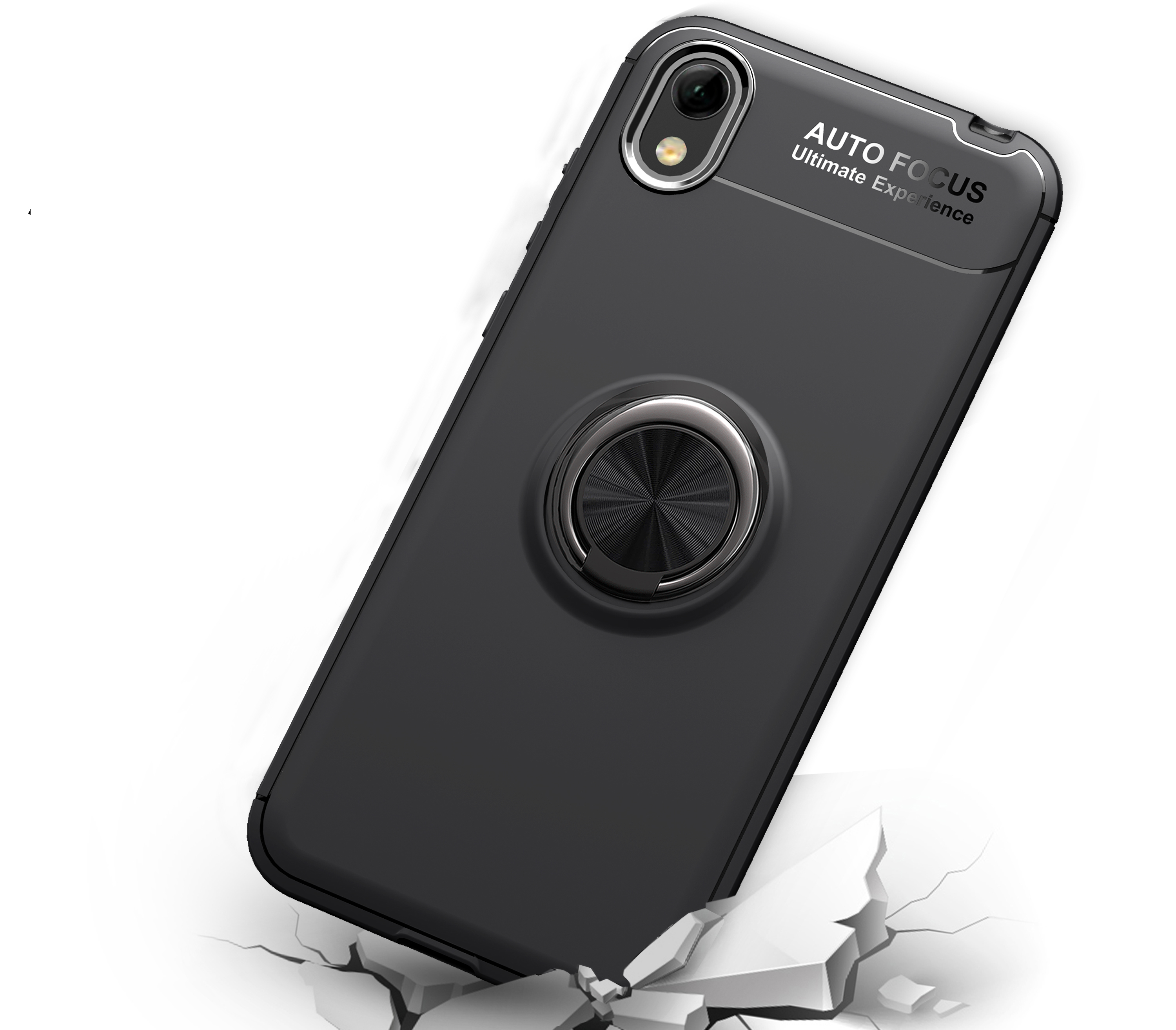 Case TPU di Kickstand Ring di Finger (tela in Metallo Magnetico Incorporato) Per Huawei Y5 (2019) / Onore 8s - Nero / Oro Rosa